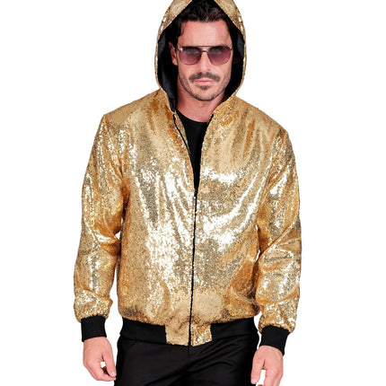Widmann SRL Pailletten bomberjas met kap goud