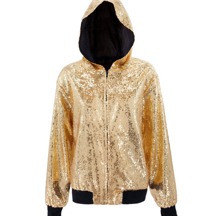 Widmann SRL Pailletten bomberjas met kap goud