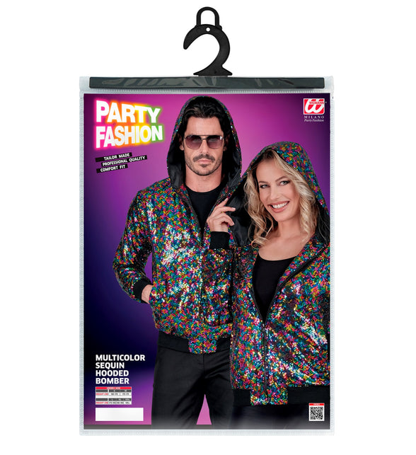 Widmann SRL Pailletten bomberjas met kap multikleur