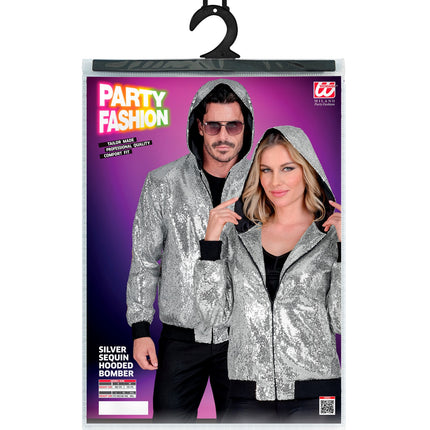 Widmann SRL Pailletten bomberjas met kap zilver