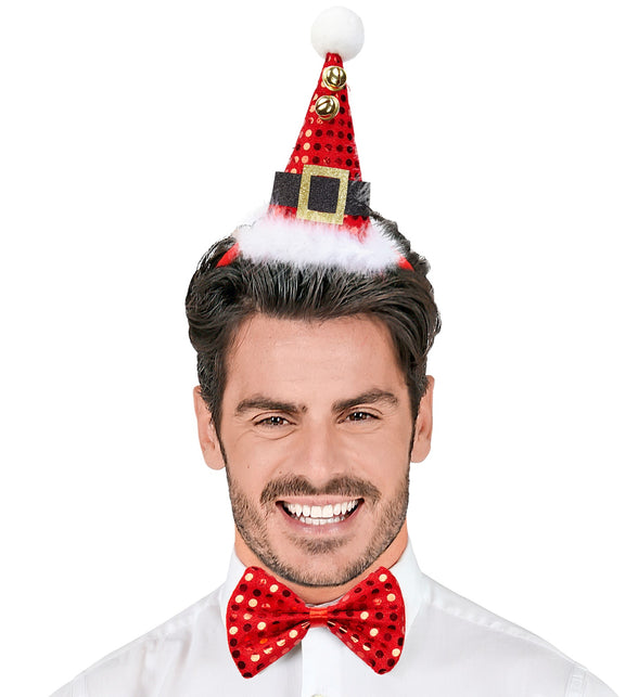 Widmann SRL Pailletten Kerstmanmuts met strikje