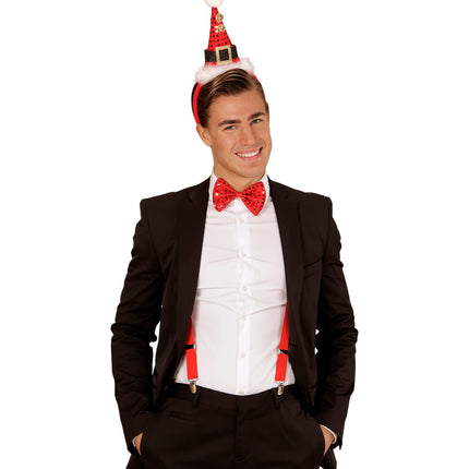 Widmann SRL Pailletten Kerstmanmuts met strikje