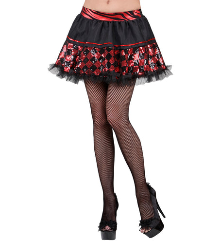 Widmann SRL Pailletten petticoat zwart rood