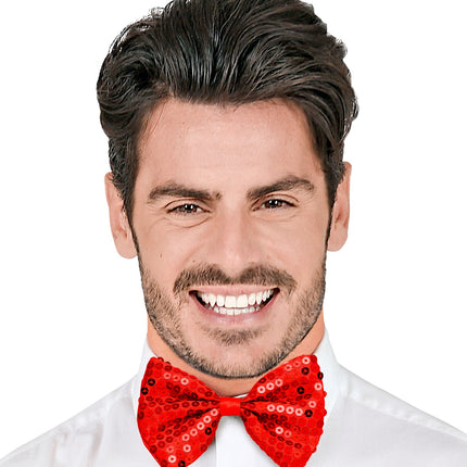 Widmann SRL Pailletten strikje rood glitter