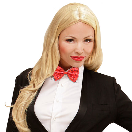 Widmann SRL Pailletten strikje rood glitter