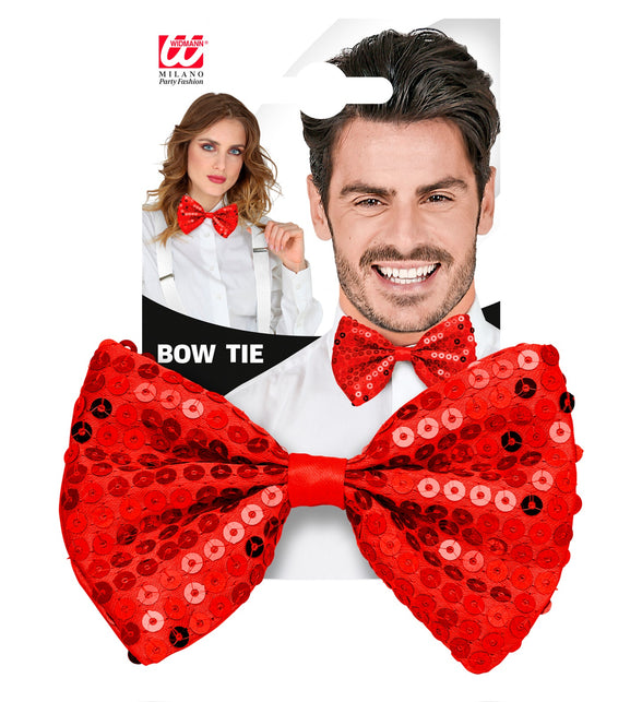 Widmann SRL Pailletten strikje rood glitter