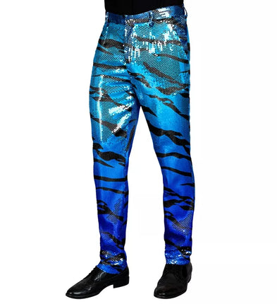 Widmann SRL Paillettenbroek heren blauwe golven