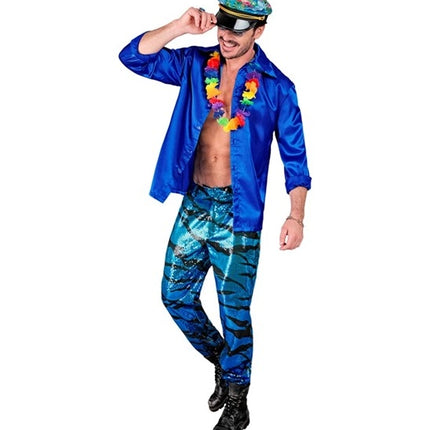 Widmann SRL Paillettenbroek heren blauwe golven