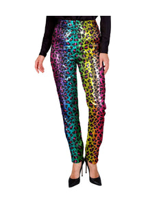 Widmann SRL Paillettenbroek Mara regenboog luipaard