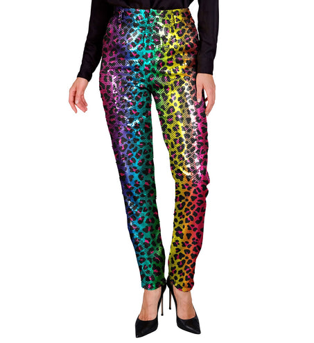 Widmann SRL Paillettenbroek Mara regenboog luipaard