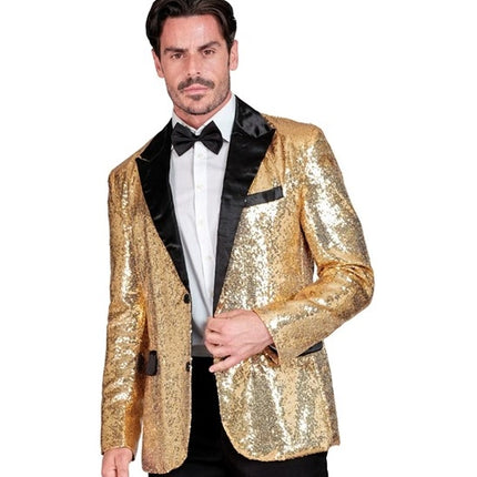 Widmann SRL Paillettencolbert goud met satijnen revers/zakken