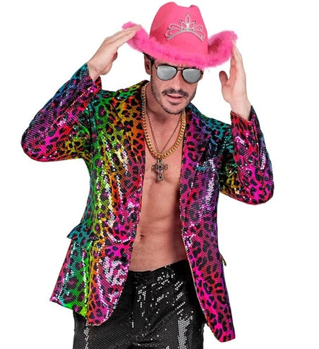 Widmann SRL Paillettencolbert regenboog luipaard