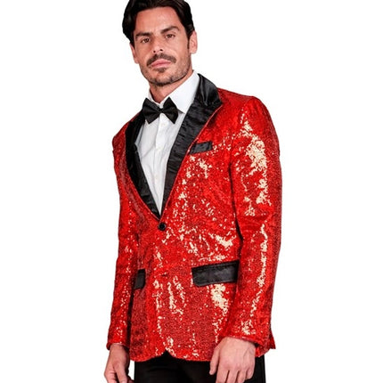 Widmann SRL Paillettencolbert rood met satijnen revers/zakken