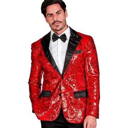 Widmann SRL Paillettencolbert rood met satijnen revers/zakken