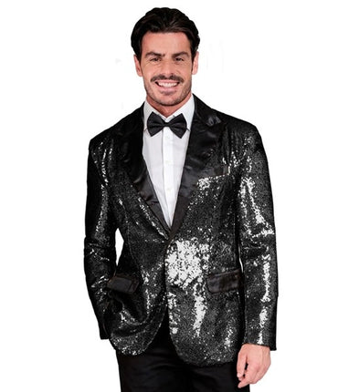 Widmann SRL Paillettencolbert zwart met satijnen revers/zakken