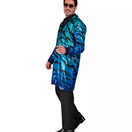 Widmann SRL Paillettenjas blauwe golven