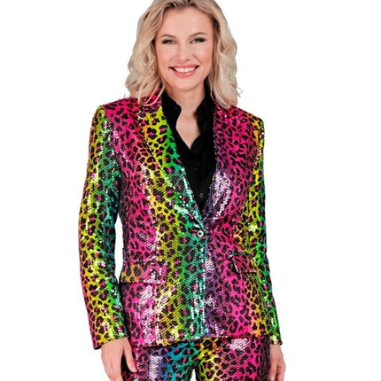 Widmann SRL Paillettenjas luipaard regenboog