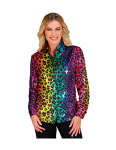 Widmann SRL Paillettenshirt dames regenboog luipaard