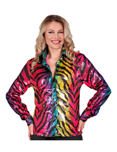 Widmann SRL Paillettenshirt dames regenboog tijger