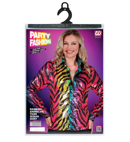 Widmann SRL Paillettenshirt dames regenboog tijger