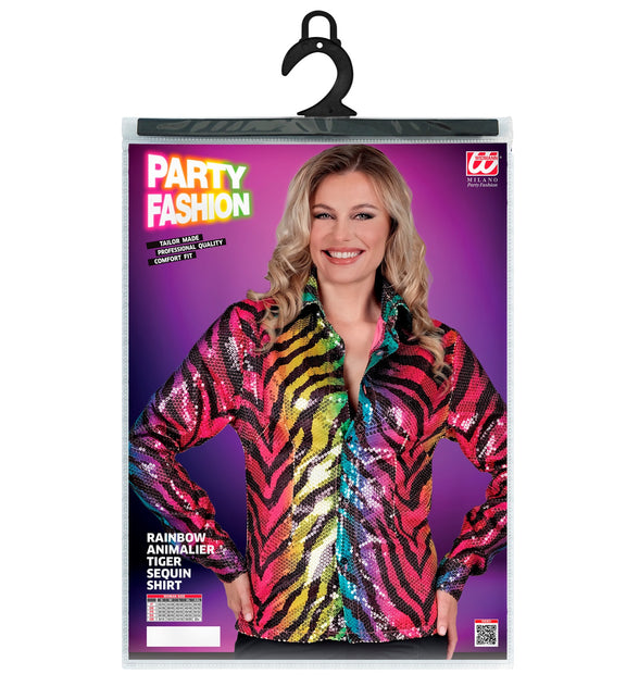 Widmann SRL Paillettenshirt dames regenboog tijger