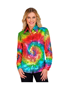 Widmann SRL Paillettenshirt dames tie dye meerkleurig