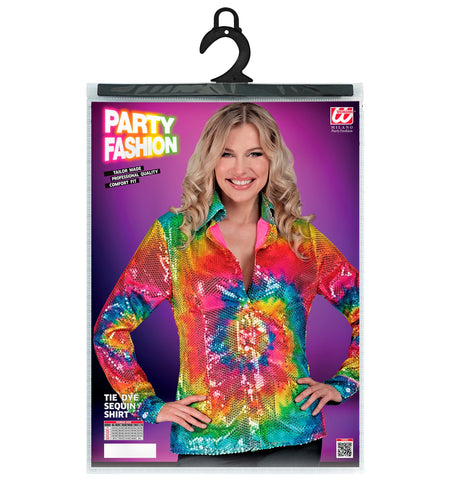 Widmann SRL Paillettenshirt dames tie dye meerkleurig
