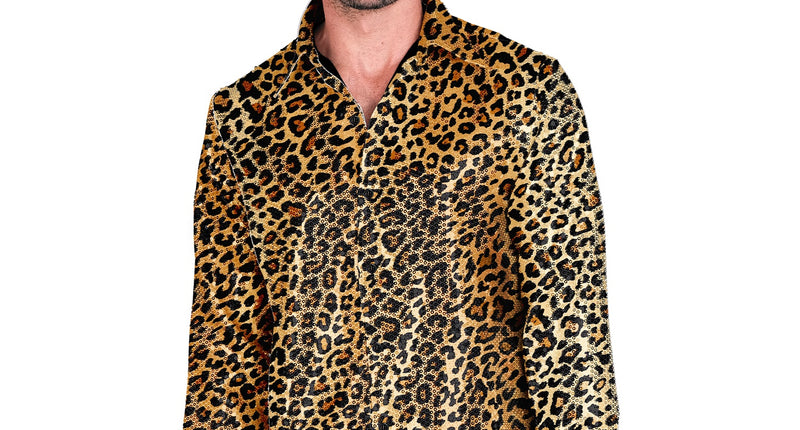 Widmann SRL Paillettenshirt heren luipaard