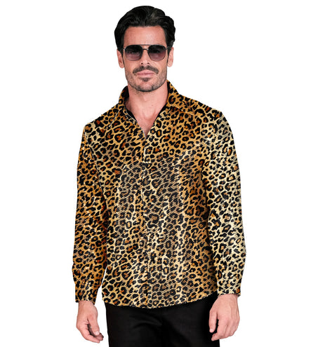 Widmann SRL Paillettenshirt heren luipaard