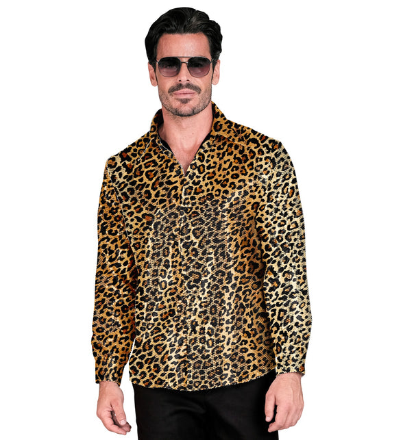 Widmann SRL Paillettenshirt heren luipaard