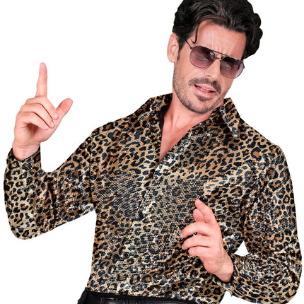 Widmann SRL Paillettenshirt heren luipaard