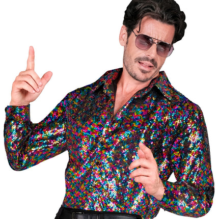 Widmann SRL Paillettenshirt heren Marco meerkleurig