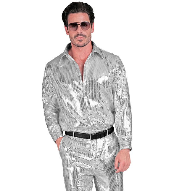 Widmann SRL Paillettenshirt heren Marco zilver