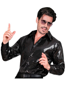 Widmann SRL Paillettenshirt heren Marco zwart