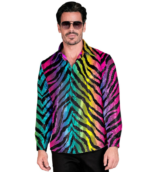 Widmann SRL Paillettenshirt heren tijger print