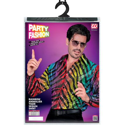 Widmann SRL Paillettenshirt heren tijger print