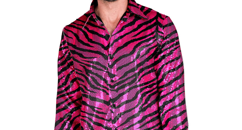 Widmann SRL Paillettenshirt heren zebraprint roze