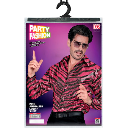 Widmann SRL Paillettenshirt heren zebraprint roze