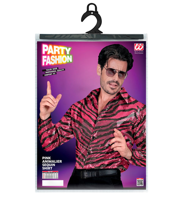 Widmann SRL Paillettenshirt heren zebraprint roze