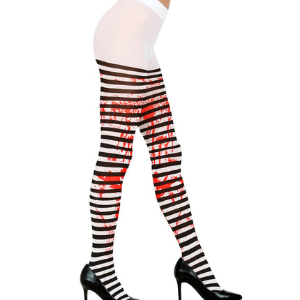 Widmann SRL Panty gestreept zwart wit met bloed