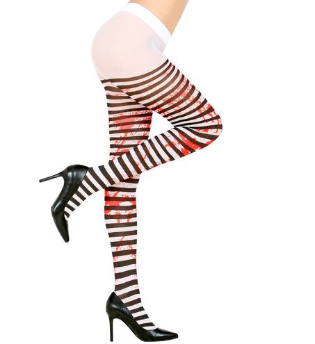 Widmann SRL Panty gestreept zwart wit met bloed