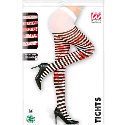 Widmann SRL Panty gestreept zwart wit met bloed