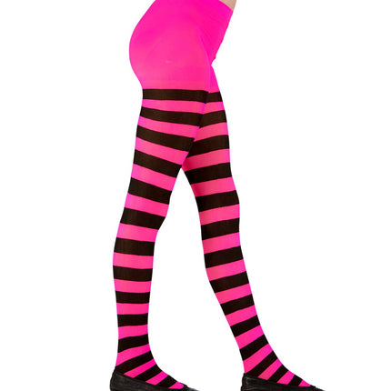 Widmann SRL Panty roze zwart gestreept kind