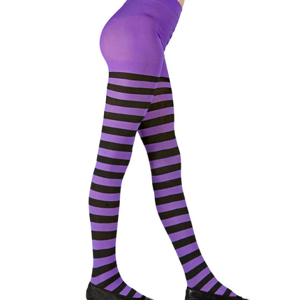 Widmann SRL Panty zwart paars gestreept kinderen
