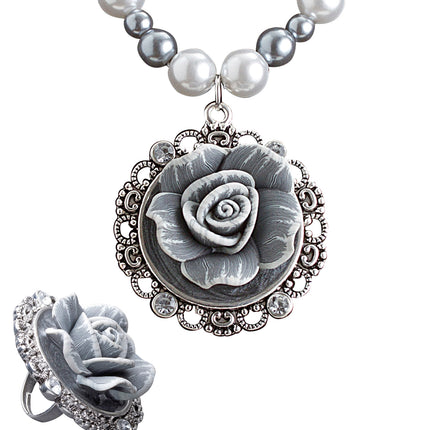 Widmann SRL Parelketting grijze roos koningin