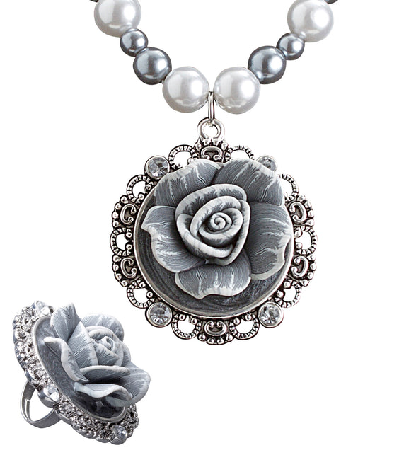 Widmann SRL Parelketting grijze roos koningin