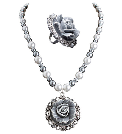 Widmann SRL Parelketting grijze roos koningin