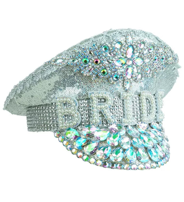 Widmann SRL Pet bruid met juwelen glitter zilver hoed Luuk