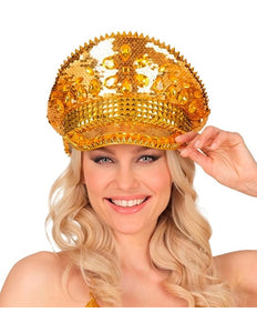 Widmann SRL Pet met juwelen en pailletten goud hoed Roos