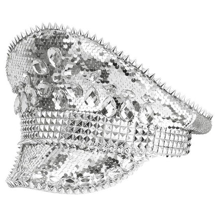 Widmann SRL Pet met juwelen en pailletten zilver hoed Nora